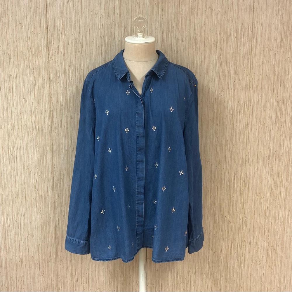 Womens XL Nanette Lepore NWOT Chambray Button Up